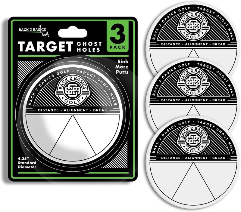 BACK 2 BASICS GOLF 3-Pack Target Ghost Holes Golf Training Set, Portable Outdoor & Indoor Putting Practice Golf Training Putters, Standard 4.25” Targets for Backyard Practice Putting Green, Chipping & Home Drills - Image 1